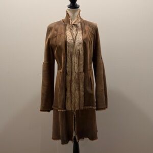 Leather Shearling Coat Nicole Miller